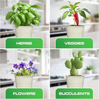 Plexon Herb Planter Indoor Garden Set of 3 with Tray, Metal Herb Pots for Indoor Plants, Round Kitchen Garden Kit Ideal for Windowsill Planter or Countertop, Off-White Powder Coated