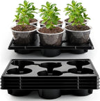 RooTrimmer 30 Pack 6 Inch Clear Nursery Pots and 5 Pack 6 Cell Round Plant Pot Trays, Sturdy Seeds Starting Germination Shuttle Carrying Trays, Planter Nursery Propagation 5 Sets
