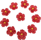 10 PCS 3D Flower Ceramic Tiles,1.6" Handmade Procelain Ceramic Flowers for Artwork,Fish Tank,Vases,Living Room, Dining Table,Office, Home Floral Decor (Double-Flowered Red)