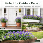 Artificial Flowers for Outdoors, 8 Bundles Faux Silk Spring Flowers for Outside for Planter Front Door Porch Yard Patio Window Box Home Decor (8pcs-Purple)