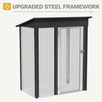 DWVO Metal Outdoor Storage Shed 5x3ft, Lockable Tool Sheds Storage with Air Vent for Garden, Patio, Lawn to Store Garbage Can, Lawnmower, Dark Gray