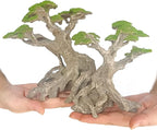 Novelsite Fish Tank Decor- Bonsai Trees with Faux Moss- Aquarium Rocks Aquascaping- Made of Sandstone, Goldfish Betta Fish Tank Decorations Hides Accessories