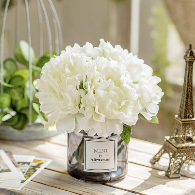 MOOMASS Artificial Peony and Glass vase Decoration, Ins Style Artificial Flower Glass Bottle Set
