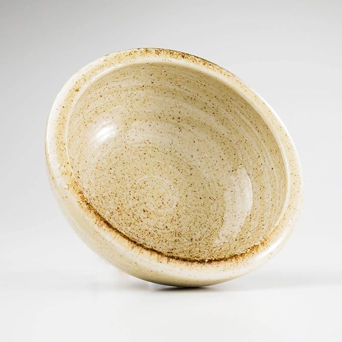 Wazakura Minoyaki Series Small Round Glazed Ikebana Flower Vase Made in Japan, Handpainted Floral Arrangement Pottery Supplies - Sand Beige