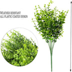 Artificial Shrubs, PASYOU Plastic Plants Eucalyptus Grass Fake Shrub Bushes Greenery Leaves Bush Indoor Outdoor Home Garden Party Verandah Wedding DIY Table Arrangement Decoration Planter Filler 8 Pcs