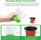 MIXC Thickened Clear Nursery Pots with Silicone Base for Easy Transplant 30 Packs 5 Inch, Transparent Plant Pot Reusable Seedling Pots for Vegetable Propagation, Root Cutting, Seed Starting, Green