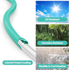 SPECILITE 50ft 304 Stainless Steel Garden Hose Metal, Heavy Duty Water Pipe with Nozzles for Yard, Outdoor - Flexible, Never Kink & Tangle, Puncture Resistant (Aqua)
