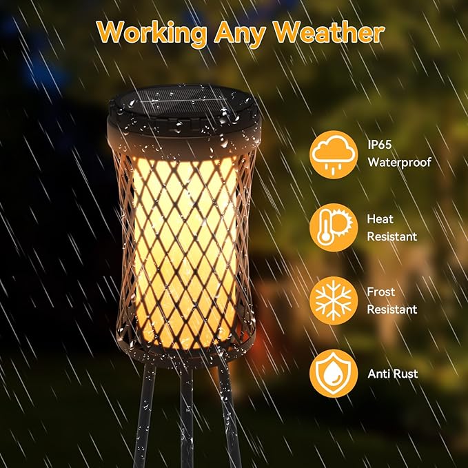 Aialun Outdoor Solar Floor Lamps with USB Charging, 45.67 Inch Tall Double Plant Stand Outside Floor Lamps, Warm & White 3 Modes Standing Decor Lights for Patio, Porch, Deck, Yard, Garden, 2 Pack
