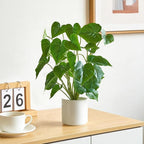 Mkono Fake Plants in Pot, 17" Potted Artificial Plants for Home Decor Indoor Faux Green Leaf Plant with Modern White Planter for Desk Shelf Office Room Decoration (White, Large)