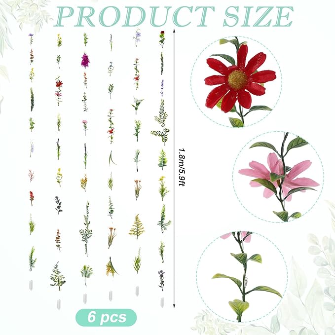 Suncalla 6 Pcs 35.4ft Hanging Flowers Garlands Backdrop Lighted Floating Fake Wildflower Vines LED Floral Garland Ceiling for Spring Wedding Bridal Shower Birthday Graduation Party(Fresh,Multicolor)