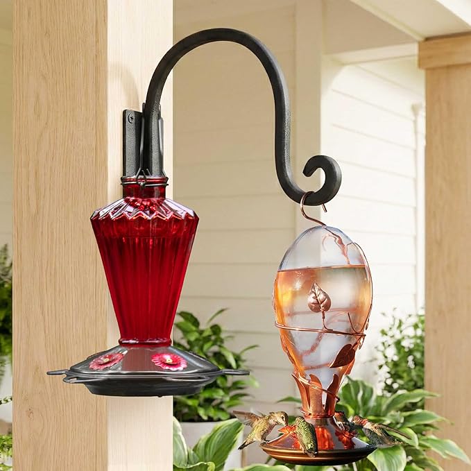Lifyzoon Heavy Duty Plant Hanger Bracket (8"/Black) - 4 Packs, 35lbs Weight Capacity - Outdoor Hand-Forged Hanging Plant Bracket Durable and Stable Bird Feeder Hanger