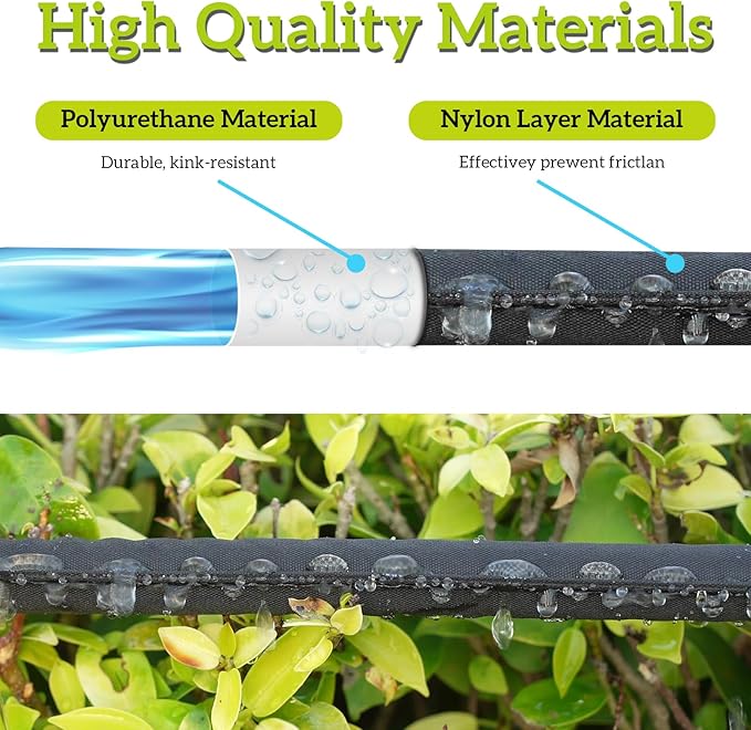 LINEX Flat Soaker Hose 1/2" x 75 ft for Garden Beds Drip Hoses Irrigation Sprinkler Heavy Duty Save Water 80%