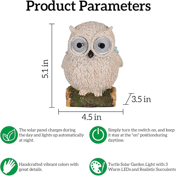 mocosa Solar Garden Statues Owl and LED Lights Birthday Gifts for Women Mom Grandma Solar Outdoor Cat Decor for Outside,Outdoor Solar Lights for Yard, Garden and Patio, Unique Gift for Women