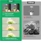 Grow Lights for Indoor Plants,Full Spectrum Plant Lights for Indoor Growing with 3/9/12H Timer, 3 Color Modes, 10 Brightness, 6.5"-26" Height Adjustable Small Grow Light, 2 Pack(3.4in)