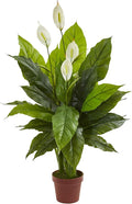 Nearly Natural 42in Artificial Peace Lily Spathiphyllum, Real Touch Silk Plant Faux Greenery for Indoor Home Decor
