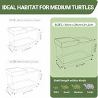 GOZILLA Turtle Tank Kit(Tank+Lamp+Filter), Upgrade PC Turtle Tank Starter Kit with Adjustable Lamp & Filter, Reptile Hideout Habitat with Lid for Small Reptiles.(19.68× 9.52× 9.44''/Large-Black-Kit)