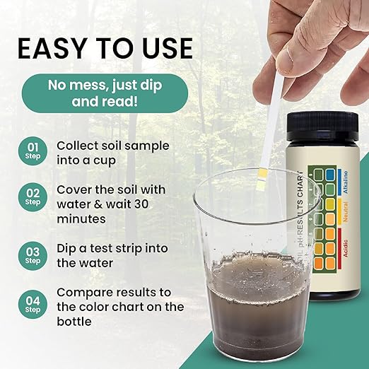 Soil pH Test Kit (3-9 Range) – 100 Test Strips for Garden, Lawn, Vegetable & Flower Beds | Quick & Easy Soil pH Monitoring for Indoor & Outdoor Plants | Leaping Lynx