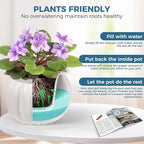 BUYMAX African Violet Pots, 6 inch Pumpkin-Style Ceramic Easy Self Watering Plant Pot for Busy Plant Lovers, Automatically Absorb Appropriate Amount of Water, Flower Pot Indoor-Plants Not Included