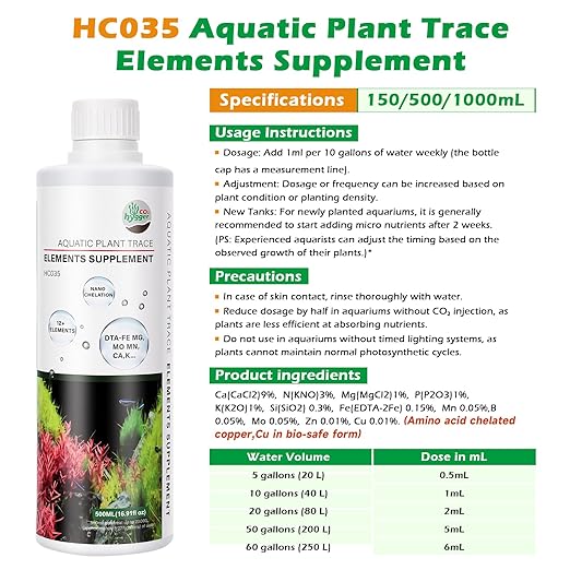 HC035 All-in-One Liquid Aquarium Plant Fertilizer - with Essential Micro & Macro Nutrients for Freshwater Planted Tanks, 150ml/500ml/1000ml (150mL)