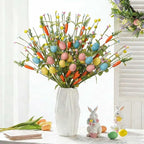 Easter Decorations 6 Pack Easter Stems 17 Inch Artificial Egg Picks with Carrots Colorful Eggs Eucalyptus Leaves for Living Room Centerpieces Home Vase Decor