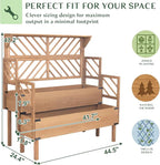 Raised Garden Bed Outdoor with Lattice Trellis, 47.2''H Wood Outdoor Flower Plant Stand with Two Planting Areas, Metal Reinforced, Liner, Elevated Garden Beds for Climbing Plants, Herb, Brown