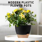 YNNICO 12 inch Large Self Watering Plant Pots, Flower Pots Planters with Multi Mesh Drainage Holes for Indoor Outdoor Garden Plants and Flowers.（Black）