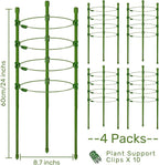 Legigo 4 Pack 24 Inch Plant Support Cages Tomato Cage for Garden- Plant Cages Adjustable Rings, Tomato Plant Support Stakes Trellis for Pots, Peppers, Cucumbers and Flowers with 10 Plant Clips