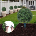 2Pcs Artificial Boxwood Topiary Ball Tree, UV Resistant Artificial Outdoor Shrubs with Spike, Decorative Evergreen Fake Topiary Bushes Plant for Front Porch Garden