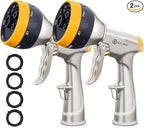 AUTOMAN Garden Nozzle Sprayer, 2 Pack High Pressure Spray Nozzle, 100% Metal Water Hose Nozzle, 7 Patterns Watering Nozzle, Heavy Duty Sprayer Garden Nozzle for Watering Plants & Lawns, Washing Cars