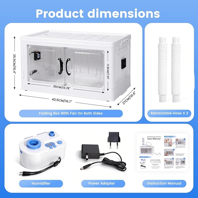 Indoor Mushroom Growing Kit Mushroom Cultivation Equipment Includes Humidity Control, Air Circulation Fans and Mushroom Grow Box
