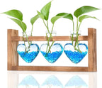 Nacome Plant Terrarium Propagation Stations: Mothers Day Gifts for Mom Plant Lovers Women Wife Daughter - 3 Bulb Glass Vase with Wooden Stand Tabletop for Hydroponics Home Garden Wall Decor