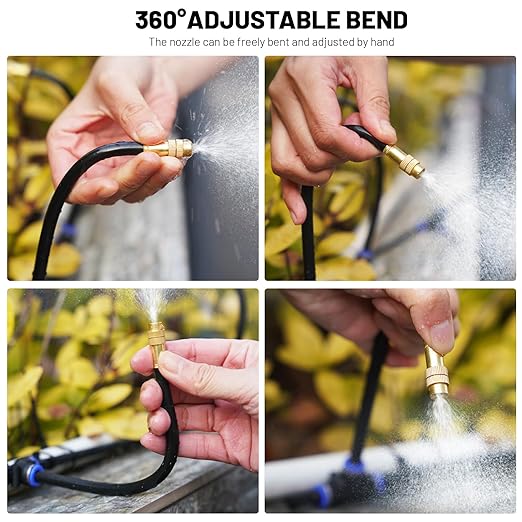 Thiswing 360° Adjustable Drip Irrigation System - 66 FT Garden Watering System with 22 Nozzles, Raised Bed Sprinkler System, Garden Mister for Yard, Lawn, Plants, 5/16" Tubing