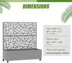 Casaphoria Metal Raised Garden Bed with Trellis and Wheels, 47"x47"x16" Planter Box for Climbing Plants, Vegetables & Vines, Features Drainage Holes and Privacy Screen, Grey-Net