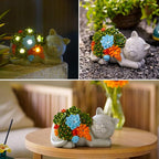 Qeeman Garden Solar Cat Statues: Outdoor Figurine Decor Ornaments for Patio Art Balcony Yard Lawn - Birthday Gifts for Mom Grandma Women
