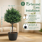 PATIO CHOICE Topiary Trees Artificial Outdoor Cedar Ball Trees with Ground Spike Set of 2 22" Fake Outdoor Plants Faux Bushes and Shrubs Decorations for Outdoor Indoor Front Porch Garden