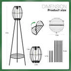 2 Pack Solar Lights Outdoor with Plant Stands, Solar Floor Lamp, Solar Powered Street Light Metal Tripod Deck Lights, Patio Decor for Garden Yard Pathway Driveway Porch
