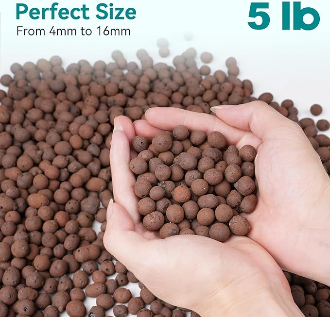 5 lbs LECA Clay Pebbles for Plants, 4-16mm Lightweight Clay Balls for Plants Drainage, Hydroponic Growing, Aquaponics, Orchid Potting Mix, Natural LECA Balls for Soil Root Development