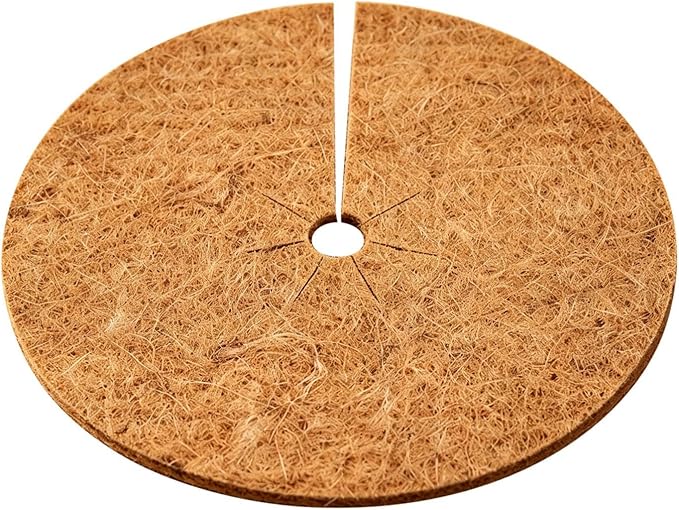 Coconut Coir Mulch Mat, 11.8 in Round Weed Barrier Disc, Natural Biodegradable Coco Fiber Tree Protection Mat, Moisture Retention Mulch Ring for Indoor Outdoor Garden Plants Landscaping, Multi-Count