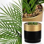 Briful Fake Plant 15.7’’ Artificial Palm Plant in Gold Black Pot Real Touch Faux Tropical Palm Tree Houseplant for Home Indoor Living Room Tabletop Balcony Decorations