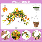 Hommyea Artificial Fake Hanging Flowers Plants Basket for Outdoors Outside Decoration UV Resistant Faux Silk Flowers Look Real Plastic Flowers for Spring Planters Home Porch Patio Garden Decor