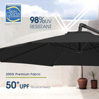 wikiwiki 10ft Patio Umbrella with Base Included, Outdoor Offset Cantilever Umbrella with Sandbag Base for Backyard, Garden and Pool, Easy to Tilt and Crank, Black