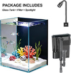 Betta Fish Tank kit,Small Nano Glass Fish Tank Start Kit with Filter,LED Light for Shrimp,Small Fish,Betta (1.5 Gallon)