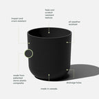 Veradek Round Black Plastic Planter Pots for Indoor/Outdoor Garden Use, with Drainage Holes, Suitable for Small to Large Succulent Plants, Flowers, Modern Interior Plants