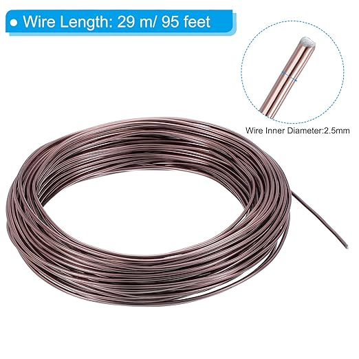 PATIKIL 2.5mm Bonsai Training Wire, 1 Roll Floral Wire Stems Anodized Aluminum Tree Wire 95 Feet Total for Gardening Branch Fixing, Brown