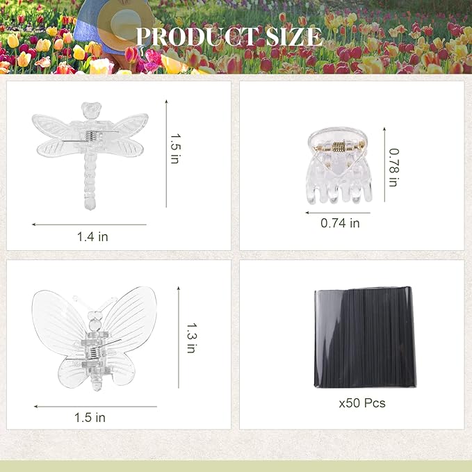 50Pcs Orchid Clips Plastic Dragonfly Butterfly Plant Clips,Portable Garden Plant Support Clip for Supporting Stems Orchid Vines Stalks Climbing Plants Grow Uprigh