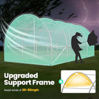 KING BIRD Premium 20x10x6.6FT Greenhouse for Outdoors, Large Walk-in Upgraded Galvanized Metal Frame, Mesh Door Screen Window Improved Zipper Tunnel Hoop for Garden Plant Winter, 2 Stiffeners, Green