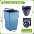 Self Watering Pots for Indoor Plants, 2 Pack Flower Pots Self Watering Planter 10.7" x 6.9" Plastic Pots African Violet Wick and Grow Pots Tall Orchid pots Square Large Plant Pots, Blue