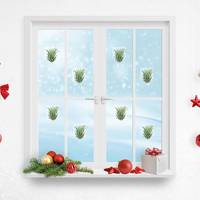 Jetec 12 Pcs Acrylic Air Plants Holder Hanger with Mounting Tape for Hanging Air Plants on Glass Display Home Decoration