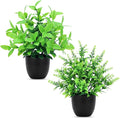 CEWOR Fake Plants 2 Pack Mini Potted Plants Bathroom Accessories Small Artificial Greenery Decorations for Bathroom Office Home Room Kitchen Table Indoor