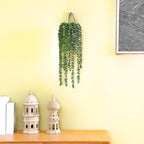 Umigy 2 Pack Wall Hanging Rope Baskets with 4 Pcs Faux Strings of Pearls Plant Jute Hanging Basket with Artificial Succulents for Porch Living Room Bedroom Entryway Patio Outdoor Decoration